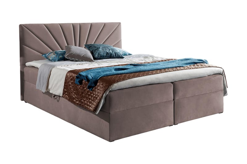 Frusci Sängpaket – Kontinentalsäng 140x200 cm med Sänggavel + Bäddmadrass med Fasthetsgrad Medium, Rosa