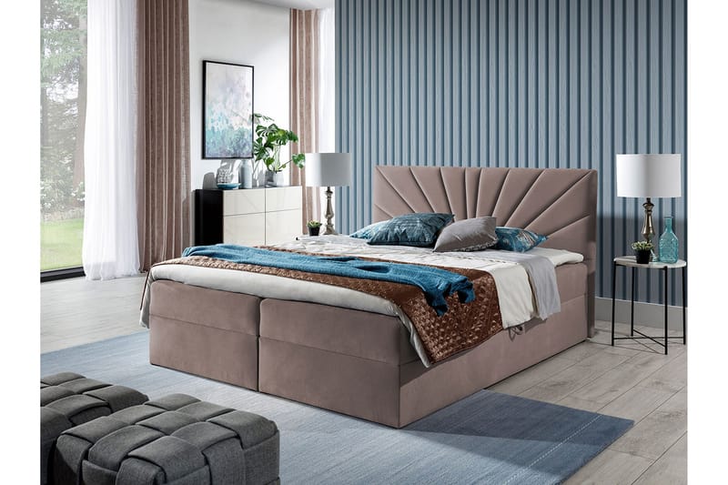 Frusci Sängpaket – Kontinentalsäng 140x200 cm med Sänggavel + Bäddmadrass med Fasthetsgrad Medium - Rosa - Möbler - Sovrum - Sängar - Kontinentalsängar