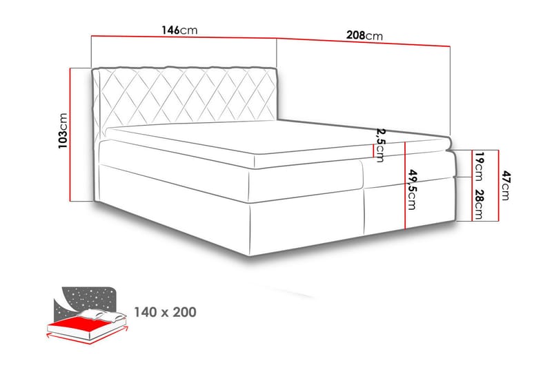 FURSTRAND Kontinentalsäng 140x200 Blå - Blå - Kontinentalsängar - Dubbelsängar