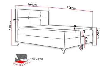 Galtebol Kontinentalsäng 180x200 cm LED-belysning - Grå - Möbler - Sovrum - Sängar - Kontinentalsängar