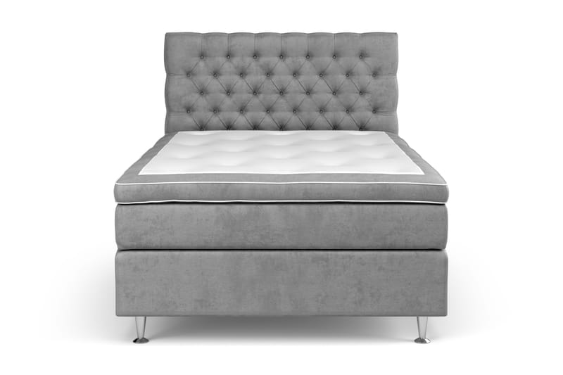 GRAND XL Kontinentalsäng 120x200 cm Grå Sammet - Möbler - Sovrum - Sängar - Kontinentalsängar