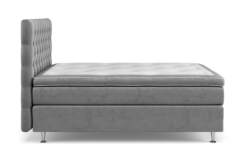 GRAND XL Kontinentalsäng 120x200 cm Grå Sammet - Möbler - Sovrum - Sängar - Kontinentalsängar