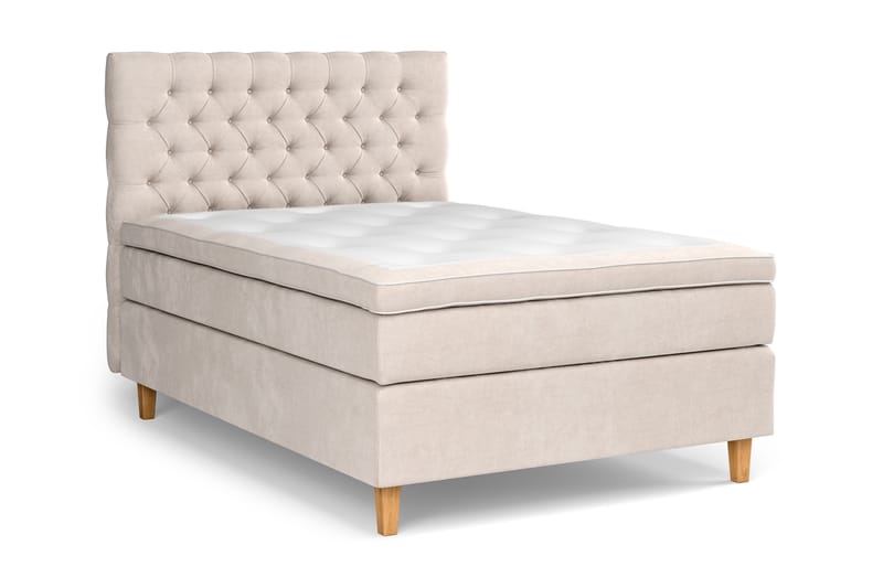 GRAND XL Kontinentalsäng 140x200 cm Beige Sammet - Möbler - Sovrum - Sängar - Kontinentalsängar