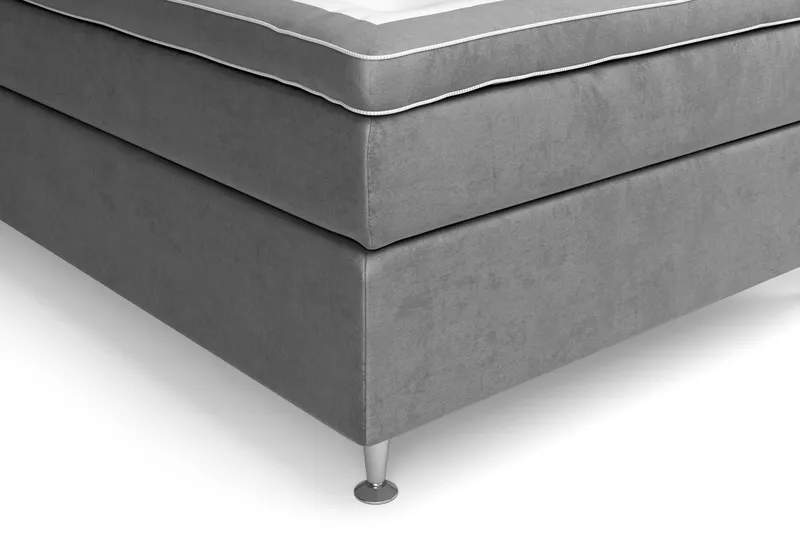 GRAND XL Kontinentalsäng 140x200 cm Grå Sammet - Möbler - Sovrum - Sängar - Kontinentalsängar