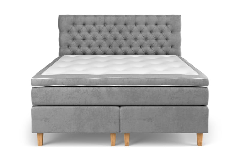 GRAND XL Kontinentalsäng 160x200 cm Grå Sammet - Möbler - Sovrum - Sängar - Kontinentalsängar