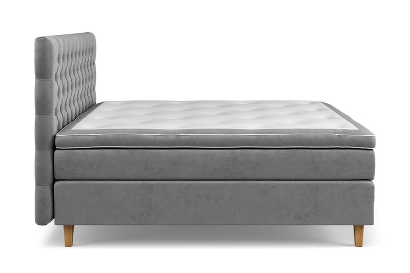 GRAND XL Kontinentalsäng 160x200 cm Grå Sammet - Möbler - Sovrum - Sängar - Kontinentalsängar