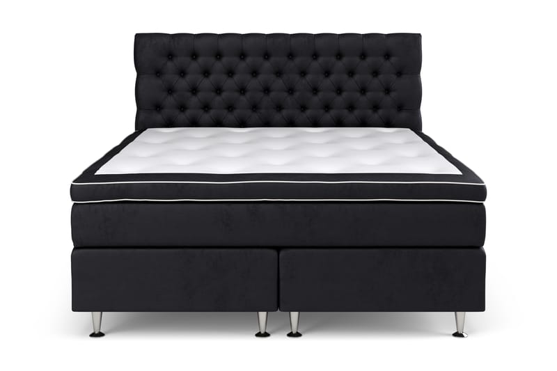 GRAND XL Kontinentalsäng 160x200 cm Svart Sammet - Möbler - Sovrum - Sängar - Kontinentalsängar