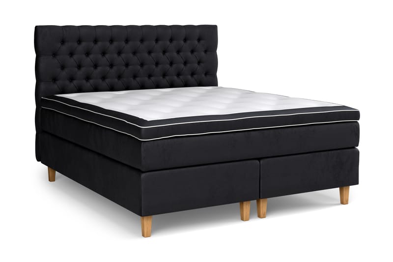 GRAND XL Kontinentalsäng 160x200 cm Svart Sammet - Möbler - Sovrum - Sängar - Kontinentalsängar