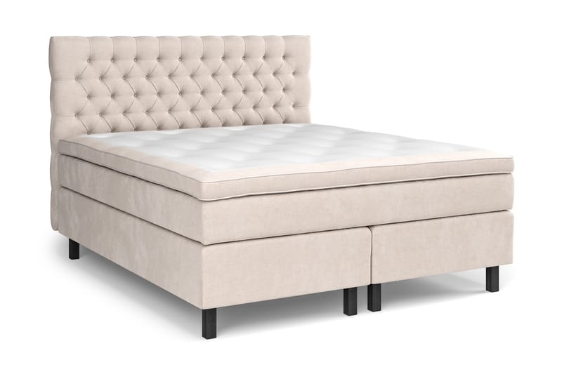 GRAND XL Kontinentalsäng 180x200 cm Beige Sammet - Möbler - Sovrum - Sängar - Komplett Sängpaket