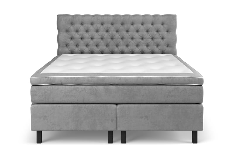 GRAND XL Kontinentalsäng 180x200 cm Grå Sammet - Möbler - Sovrum - Sängar - Komplett Sängpaket