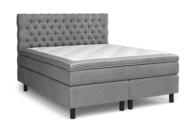 GRAND XL Kontinentalsäng 180x200 cm Grå Sammet - Möbler - Sovrum - Sängar - Komplett Sängpaket