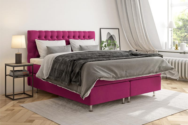 GRAND XL Kontinentalsäng 180x200 cm Rosa Sammet - Möbler - Sovrum - Sängar - Kontinentalsängar
