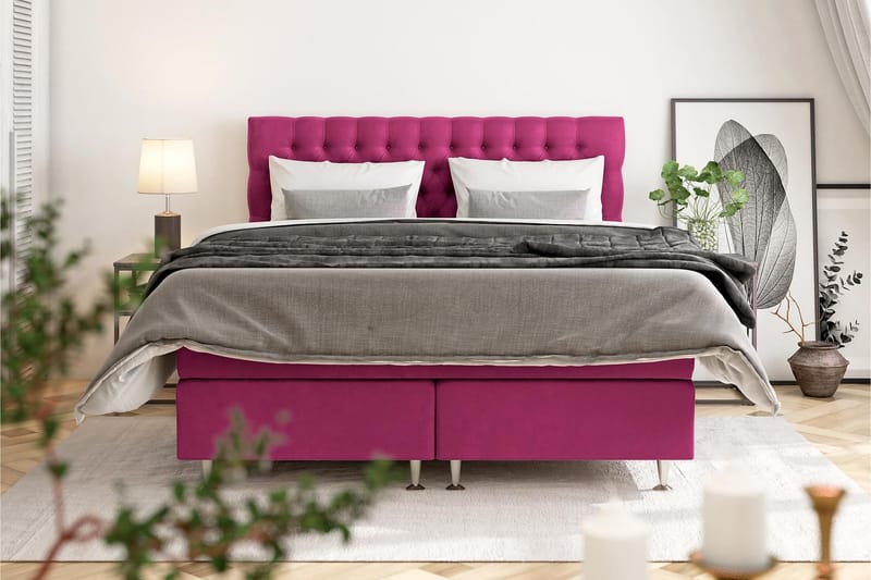 GRAND XL Kontinentalsäng 180x200 cm Rosa Sammet - Möbler - Sovrum - Sängar - Kontinentalsängar
