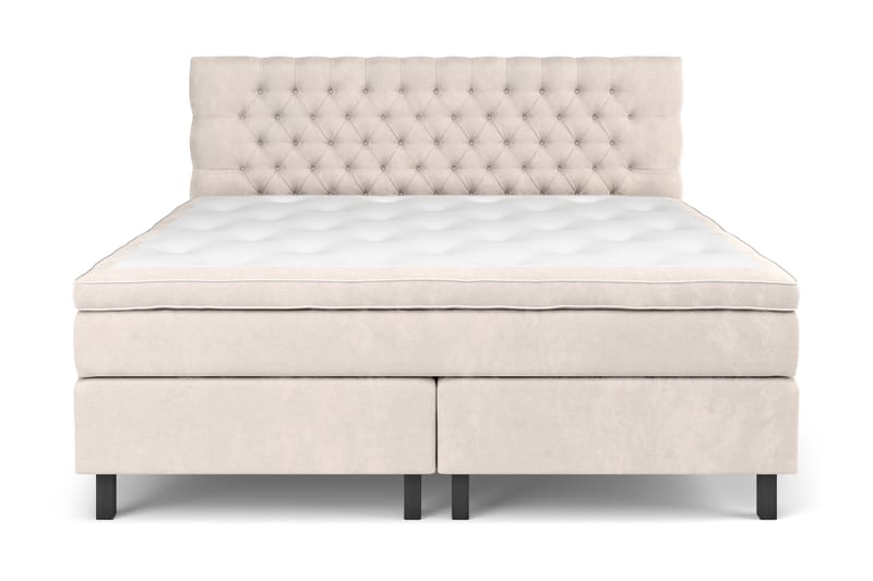 GRAND XL Kontinentalsäng 210x210 cm Beige Sammet - Möbler - Sovrum - Sängar - Kontinentalsängar
