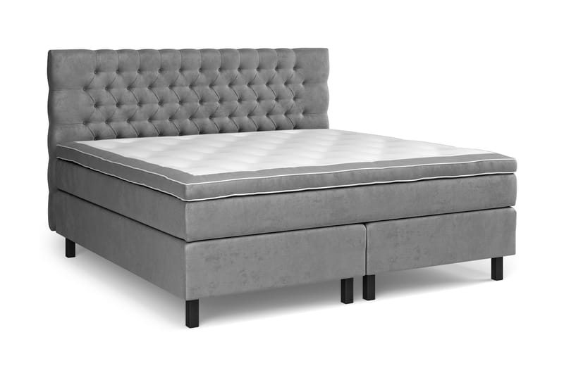 GRAND XL Kontinentalsäng 210x210 cm Grå Sammet - Möbler - Sovrum - Sängar - Kontinentalsängar
