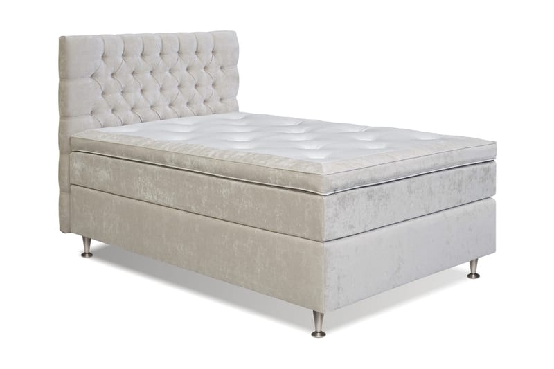 GRAND XL Sängpaket 120x200 cm Beige Sammet - Möbler - Sovrum - Sängar - Kontinentalsängar