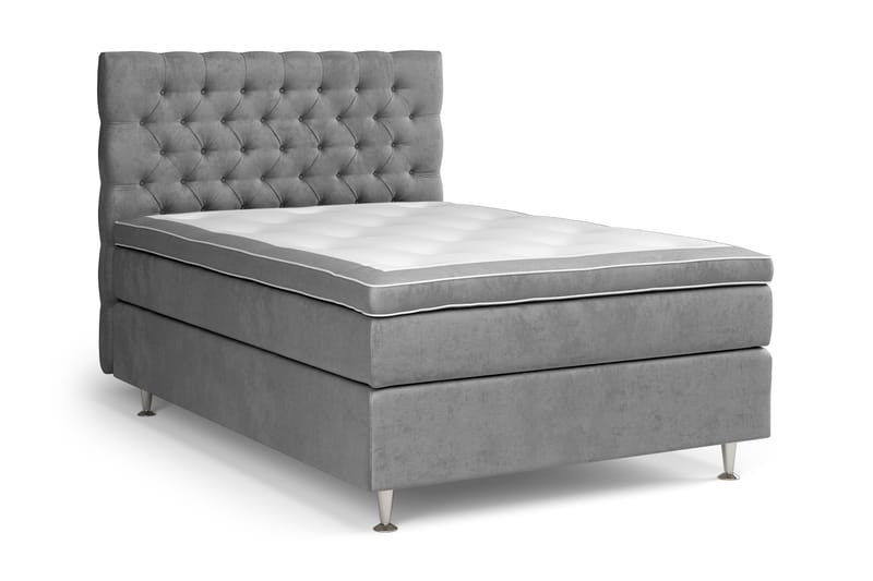 GRAND XL Sängpaket 120x200 cm Grå Sammet - Möbler - Sovrum - Sängar - Komplett Sängpaket