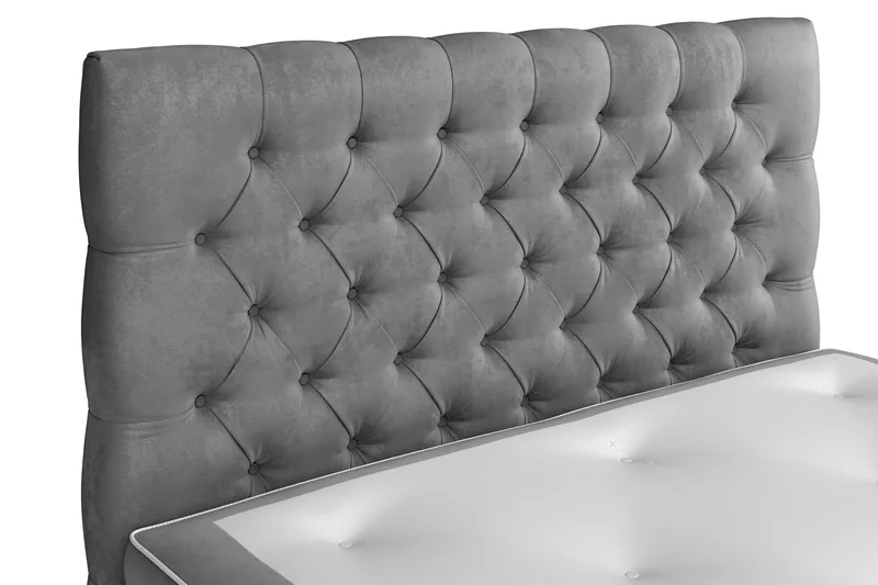 GRAND XL Sängpaket 120x200 cm Grå Sammet - Möbler - Sovrum - Sängar - Kontinentalsängar
