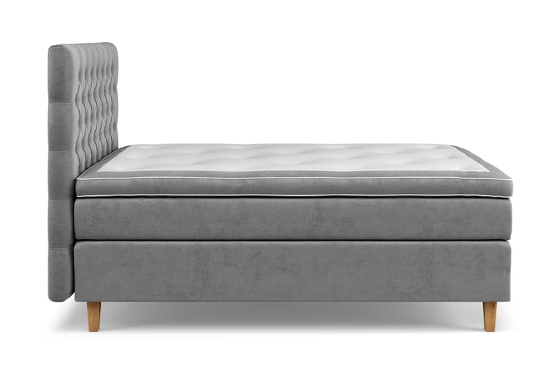 GRAND XL Sängpaket 120x200 cm Grå Sammet - Möbler - Sovrum - Sängar - Kontinentalsängar