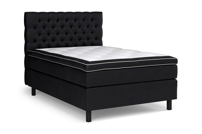 GRAND XL Sängpaket 120x200 cm Svart Sammet - Kontinentalsängar
