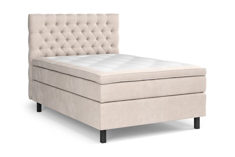 GRAND XL Sängpaket 140x200 cm Beige Sammet - Möbler - Sovrum - Sängar - Kontinentalsängar