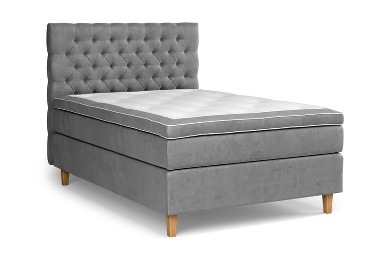GRAND XL Sängpaket 140x200 cm Grå Sammet - Möbler - Sovrum - Sängar - Komplett Sängpaket