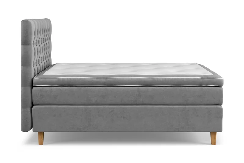 GRAND XL Sängpaket 140x200 cm Grå Sammet - Möbler - Sovrum - Sängar - Kontinentalsängar