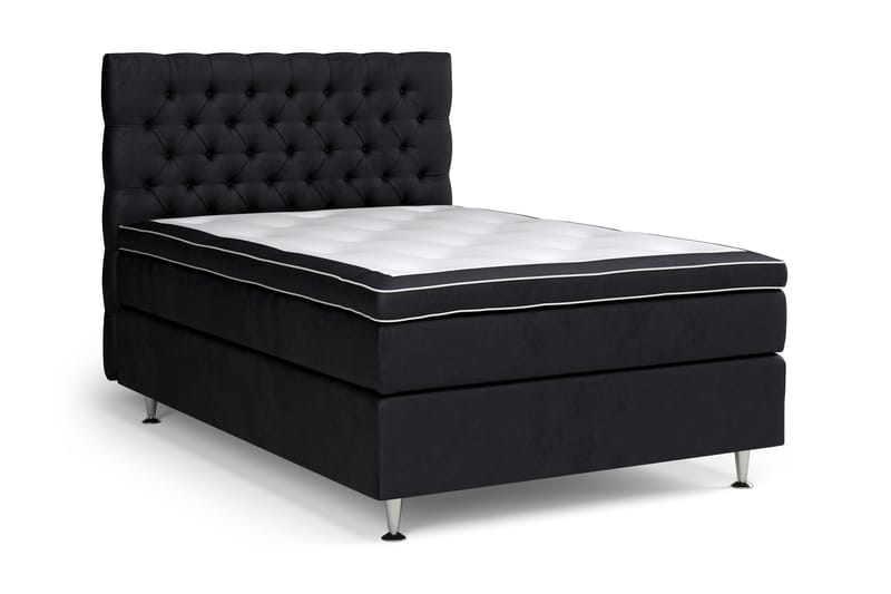 GRAND XL Sängpaket 140x200 cm Svart Sammet - Kontinentalsängar