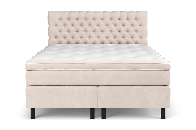 GRAND XL Sängpaket 160x200 cm Beige Sammet - Komplett Sängpaket - Kontinentalsängar