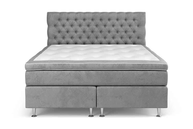 GRAND XL Sängpaket 160x200 cm Grå Sammet - Möbler - Sovrum - Sängar - Kontinentalsängar