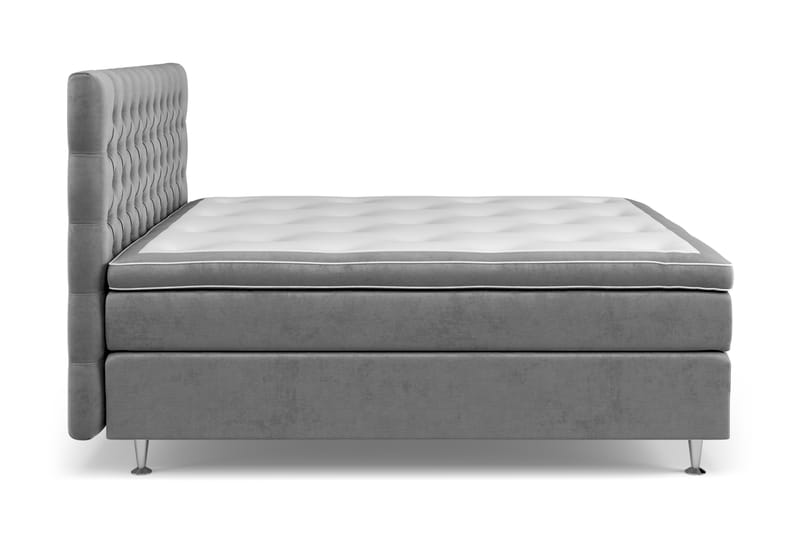 GRAND XL Sängpaket 160x200 cm Grå Sammet - Kontinentalsängar