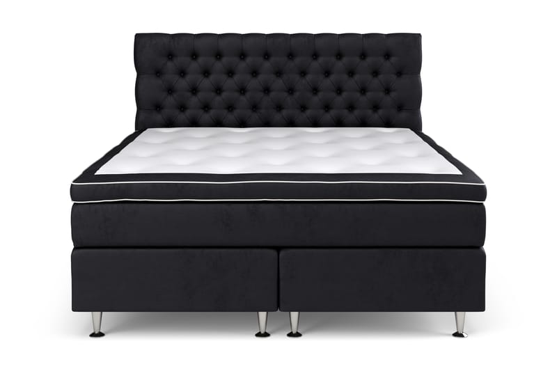 GRAND XL Sängpaket 160x200 cm Svart Sammet - Kontinentalsängar - Komplett Sängpaket