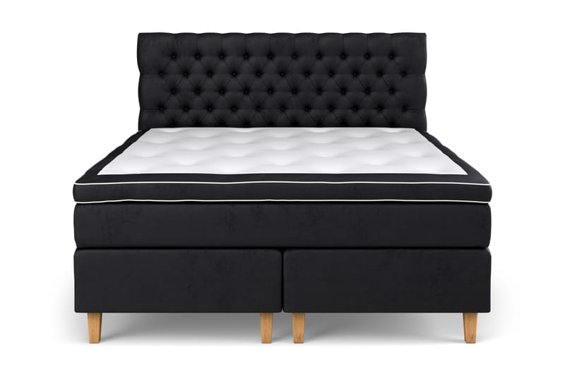 GRAND XL Sängpaket 160x200 cm Svart Sammet - Kontinentalsängar