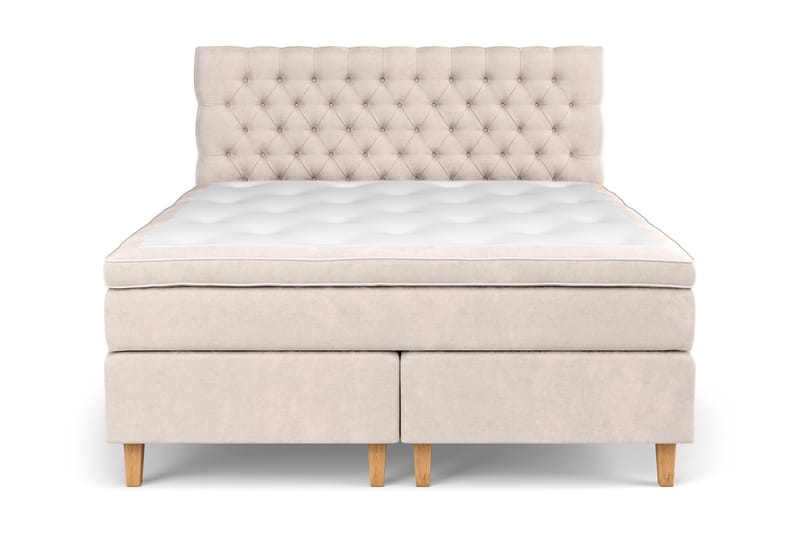 GRAND XL Sängpaket 180x200 cm Beige Sammet - Möbler - Sovrum - Sängar - Kontinentalsängar