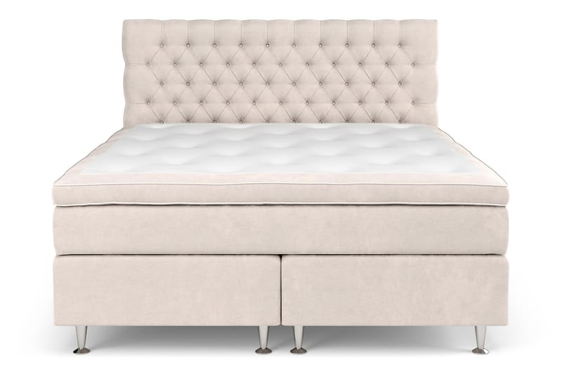 GRAND XL Sängpaket 180x200 cm Beige Sammet - Möbler - Sovrum - Sängar - Kontinentalsängar