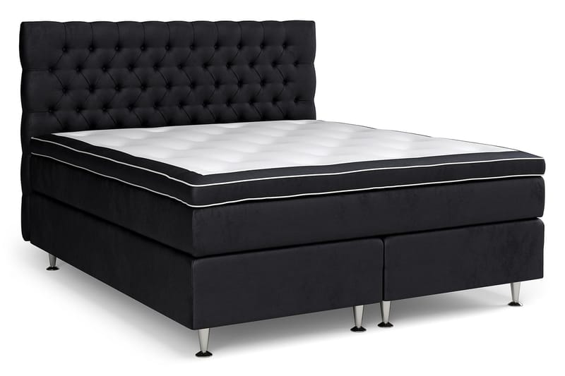 GRAND XL Sängpaket 180x200 cm Svart Sammet - Möbler - Sovrum - Sängar - Komplett Sängpaket