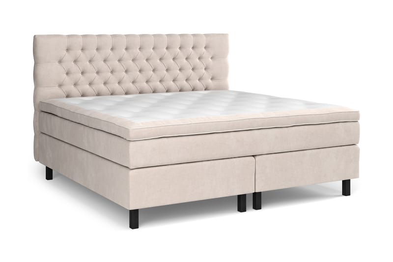 GRAND XL Sängpaket 210x210 cm Beige Sammet - Komplett Sängpaket - Kontinentalsängar