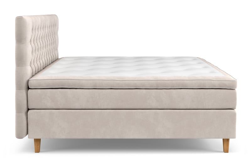 GRAND XL Sängpaket 210x210 cm Beige Sammet - Möbler - Sovrum - Sängar - Kontinentalsängar