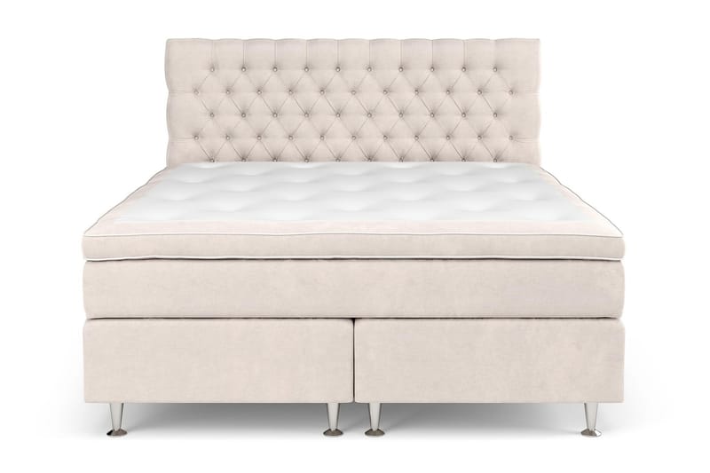 GRAND XL Sängpaket 210x210 cm Beige Sammet - Komplett Sängpaket - Kontinentalsängar