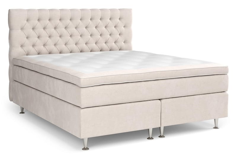 GRAND XL Sängpaket 210x210 cm Beige Sammet - Möbler - Sovrum - Sängar - Kontinentalsängar