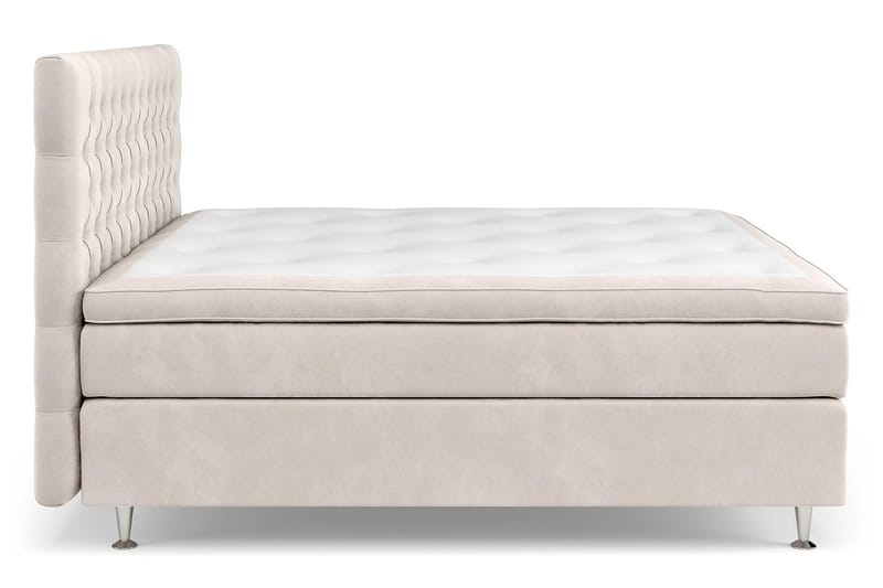 GRAND XL Sängpaket 210x210 cm Beige Sammet - Möbler - Sovrum - Sängar - Kontinentalsängar