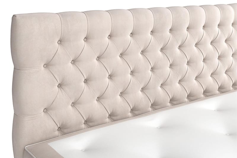 GRAND XL Sängpaket 210x210 cm Beige Sammet - Möbler - Sovrum - Sängar - Kontinentalsängar