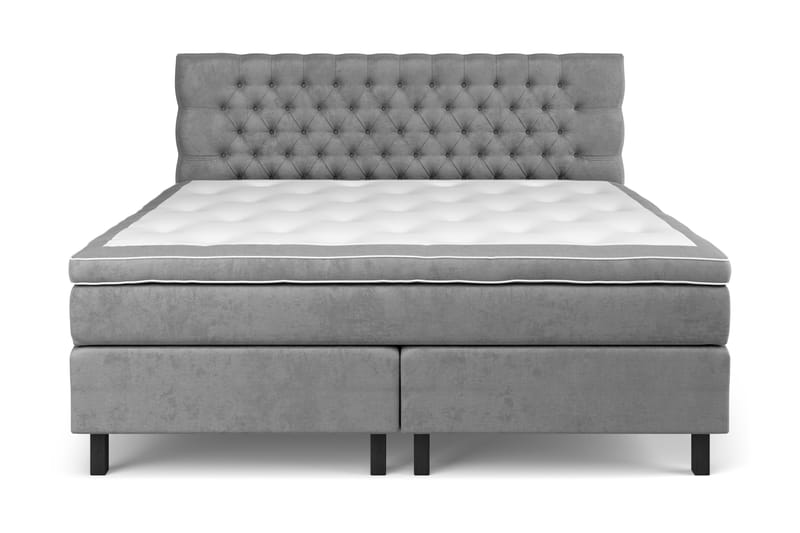 GRAND XL Sängpaket 210x210 cm Grå Sammet - Komplett Sängpaket - Kontinentalsängar