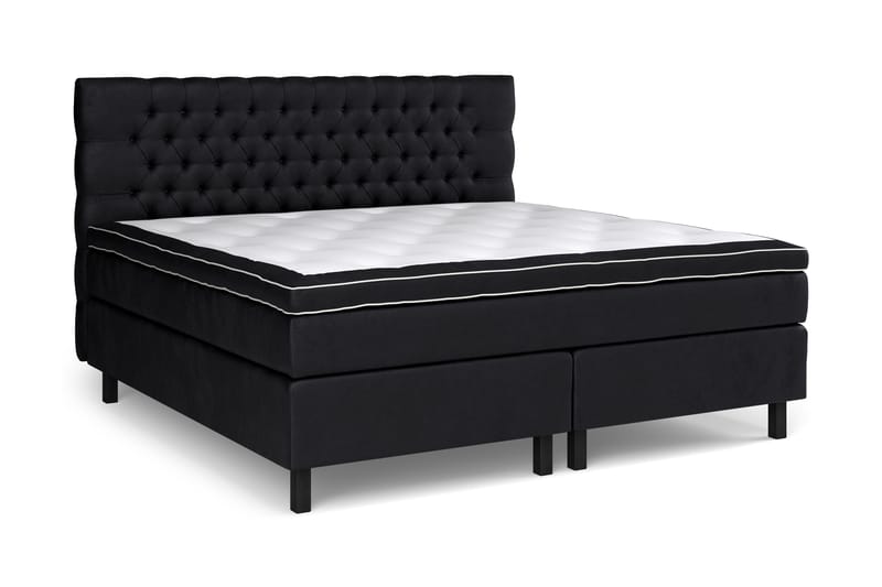GRAND XL Sängpaket 210x210 cm Svart Sammet - Komplett Sängpaket - Kontinentalsängar