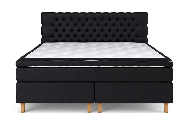 GRAND XL Sängpaket 210x210 cm Svart Sammet - Möbler - Sovrum - Sängar - Kontinentalsängar