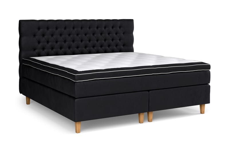 GRAND XL Sängpaket 210x210 cm Svart Sammet - Möbler - Sovrum - Sängar - Kontinentalsängar