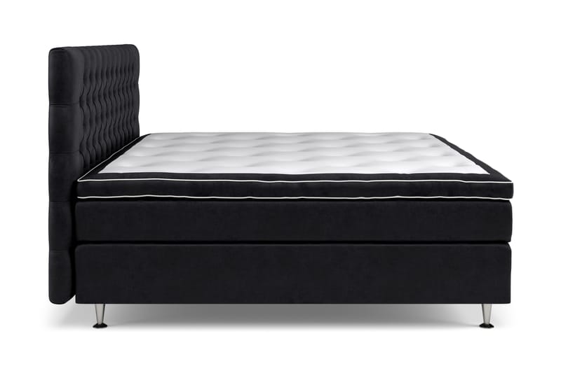 GRAND XL Sängpaket 210x210 cm Svart Sammet - Komplett Sängpaket - Kontinentalsängar