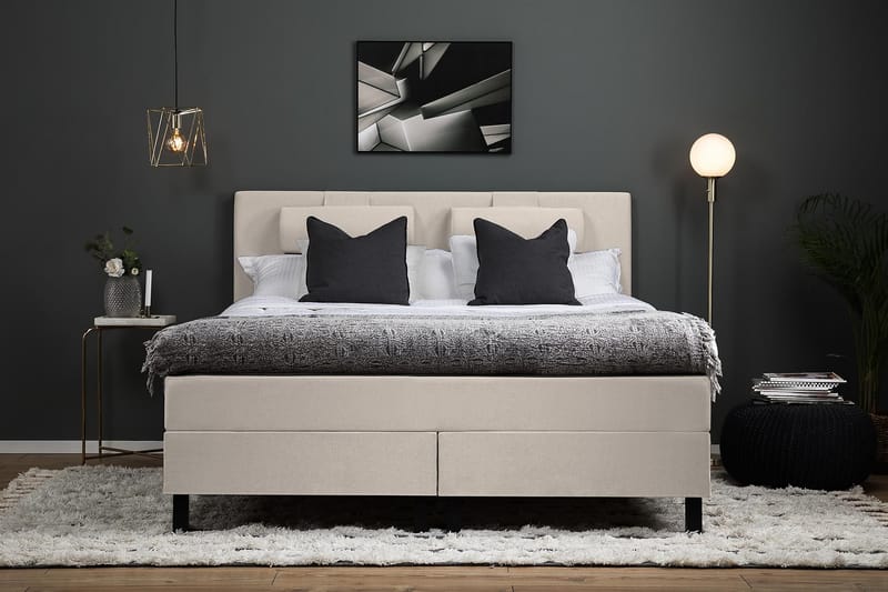 HAPPY Kontinentalsäng 150 Polyeter Beige - Möbler - Sovrum - Sängar - Kontinentalsängar