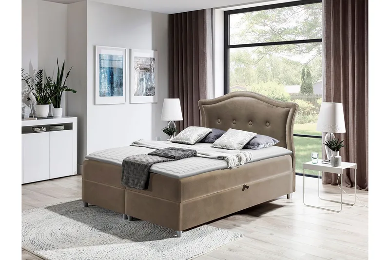 Hestra Kontinentalsäng 140x200 cm LED-belysning - Brun - Möbler - Sovrum - Sängar - Kontinentalsängar