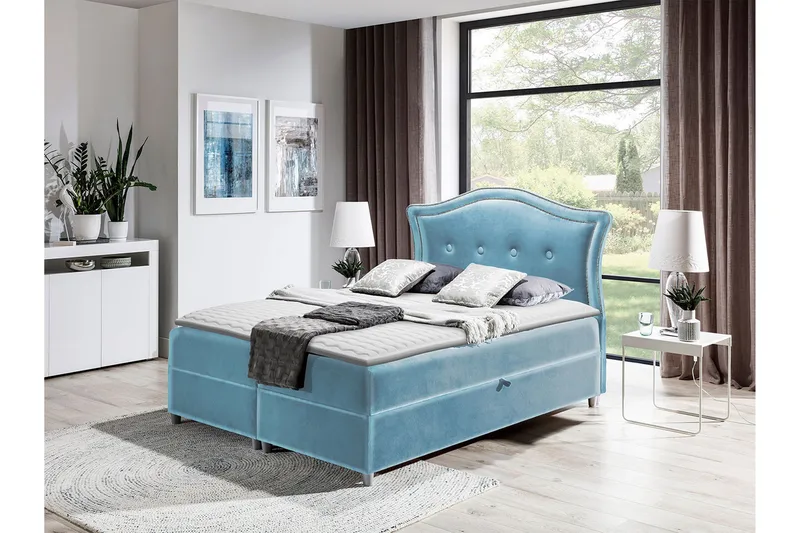 Hestra Kontinentalsäng 180x200 cm LED-belysning - Blå - Möbler - Sovrum - Sängar - Kontinentalsängar